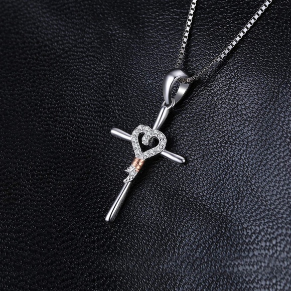Love Heart Cross Pendant - Picture 2 of 5